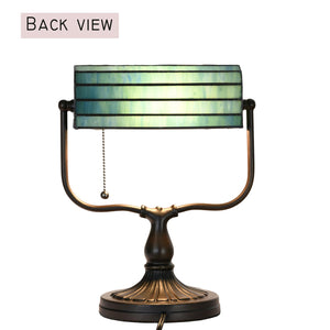 Dragonfly Tiffany Banker Desk Lamp – Stained Glass Green Shade