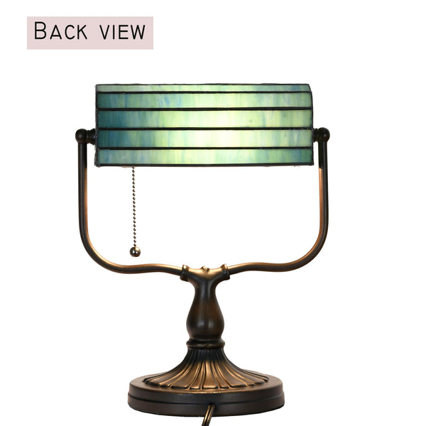 Dragonfly Tiffany Banker Desk Lamp – Stained Glass Green Shade