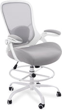 Tall Drafting Chair with Flip-Up Armrests & Adjustable Footrest