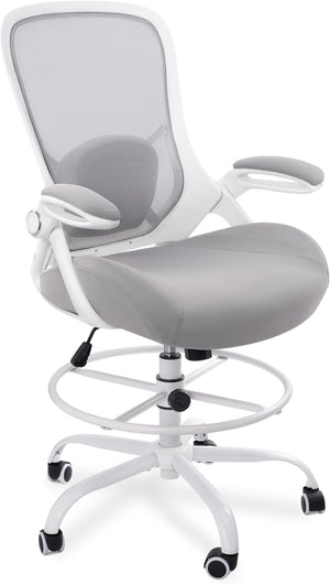 Tall Drafting Chair with Flip-Up Armrests & Adjustable Footrest