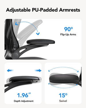 Ergonomic High Back Office Chair with 3D Armrests & Adjustable Lumbar Support