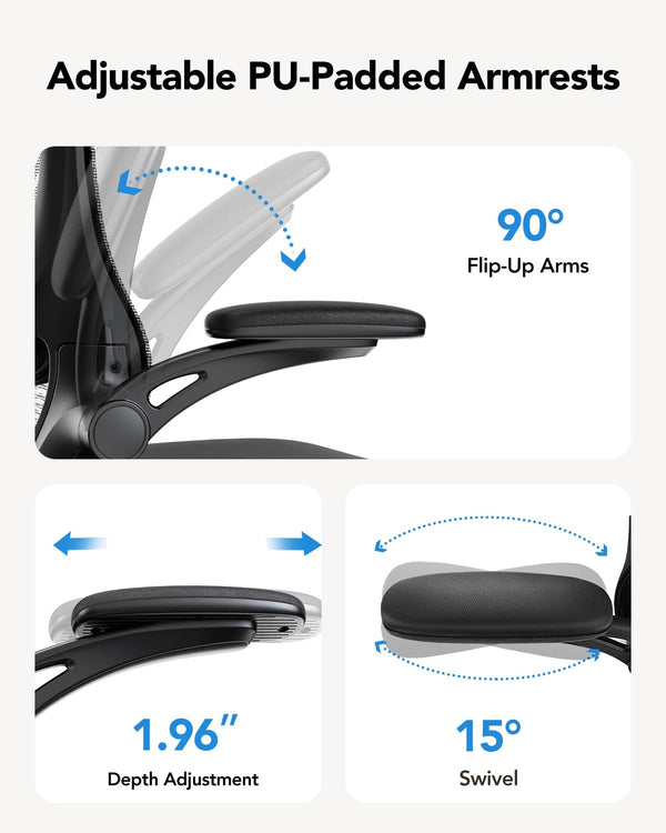 Ergonomic High Back Office Chair with 3D Armrests & Adjustable Lumbar Support