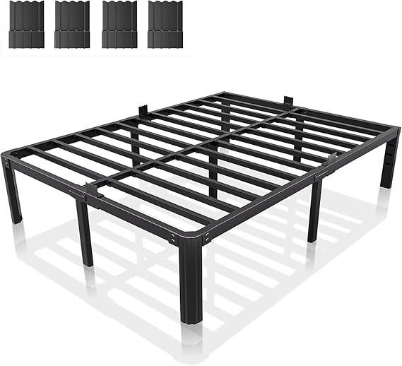 Metal Platform Bed Frame with Headboard — No Box Spring Needed