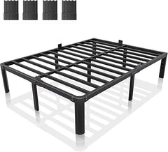 Metal Platform Bed Frame with Headboard — No Box Spring Needed