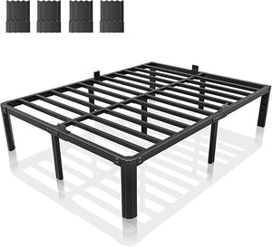 Metal Platform Bed Frame with Headboard — No Box Spring Needed