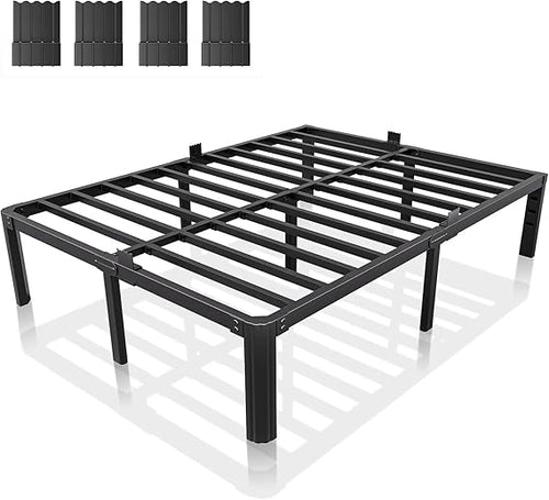 Metal Platform Bed Frame with Headboard — No Box Spring Needed