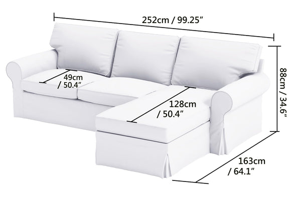 Loveseat with Chaise Slipcover – Cotton Replacement Cover