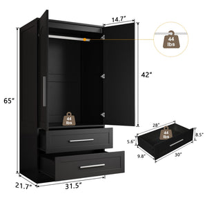 2-in-1 Wooden Armoire Wardrobe Closet with Drawers