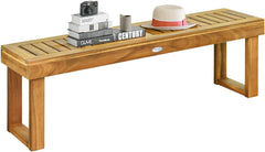 Acacia Wood Outdoor Bench with Slatted Seat