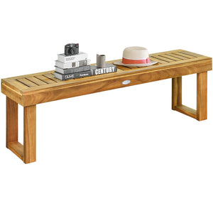 Acacia Wood Outdoor Bench with Slatted Seat