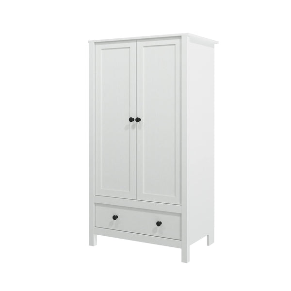 2-Door Wardrobe with Drawer and Hanging Rail