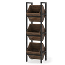 3-Tier Freestanding Wooden Wine Rack with Metal Frame