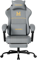 Gaming Chair with Footrest, Lumbar Support & Headrest Massage