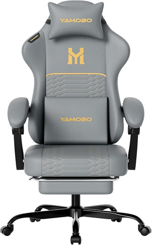 Gaming Chair with Footrest, Lumbar Support & Headrest Massage