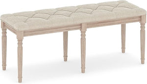 47.5" Tufted Upholstered Bench with Rubber Wood Frame