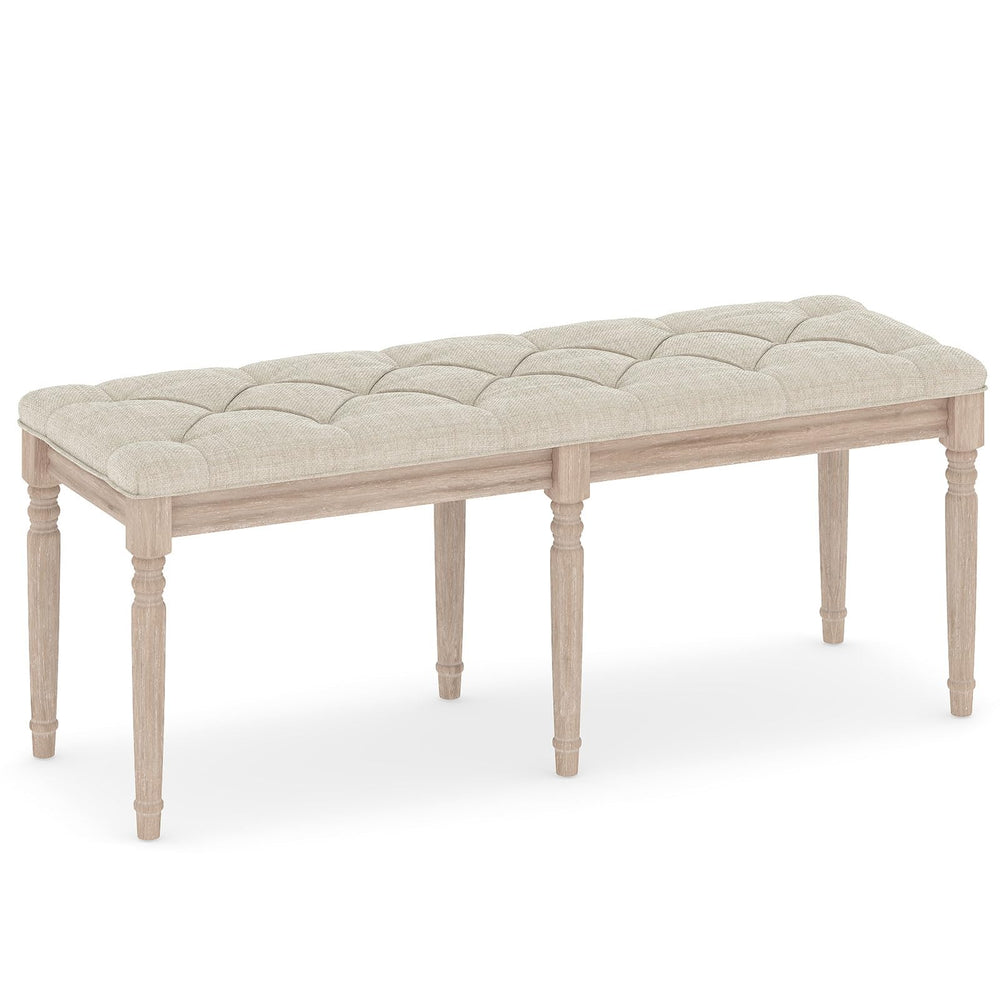 47.5" Tufted Upholstered Bench with Rubber Wood Frame