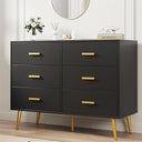 6-Drawer Dresser with Gold Handles | Modern Wooden Chest for Bedroom