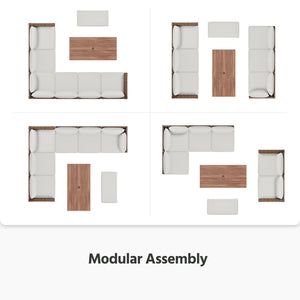 8-Piece Outdoor Patio Sectional Furniture Set with Adjustable Backrests & Storage Ottoman