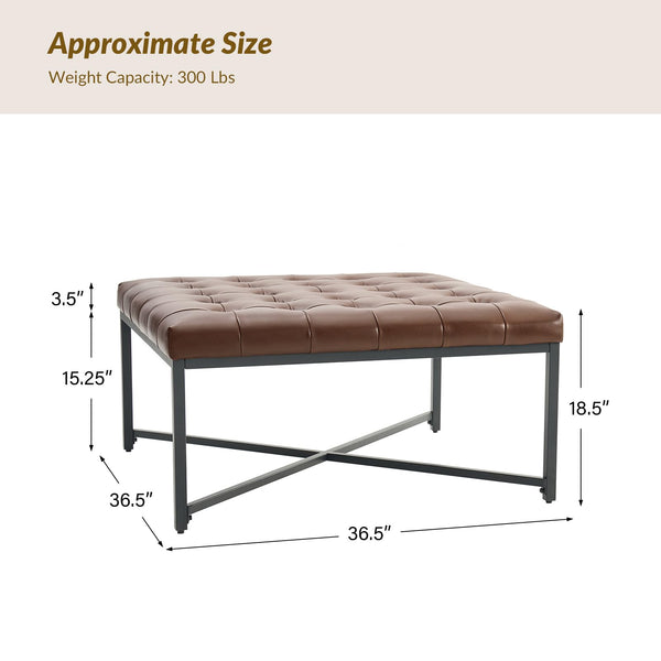 Leather Square Ottoman Coffee Table