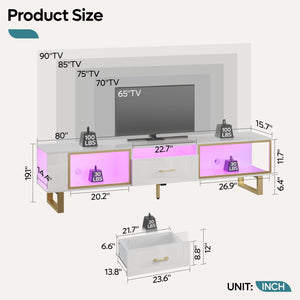 80 Inch LED TV Stand with Storage and Drawer