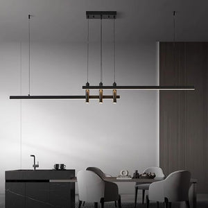 Modern Black Linear LED Pendant Light with Remote Control