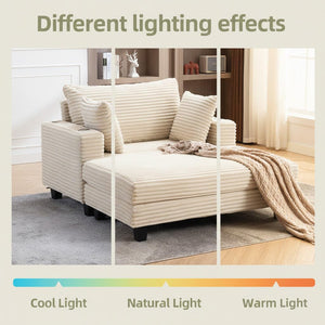 Oversized Corduroy Chaise Lounge Chair with Pillows