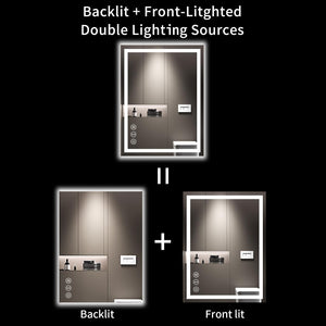 LED Bathroom Mirror with Lights – Anti-Fog, Dimmable, Backlit & Front Lit, 32"L x 24"W