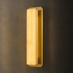 Alabaster Wall Sconce with LED Strip – Dimmable Brass Stone Light