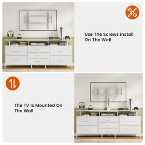 63" TV Stand with Adjustable Mount & 7 Drawers