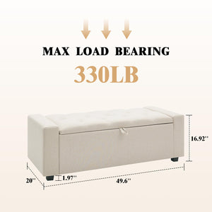 Tufted Storage Ottoman Bench with Dual Safety Hinges
