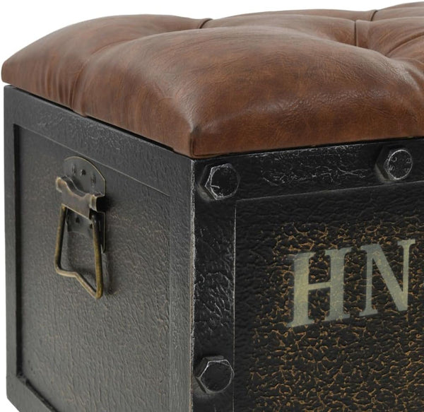 Storage Bench with Castors – Brown Faux Leather