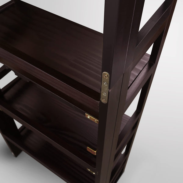 3-Shelf Folding Solid Wood Bookcase