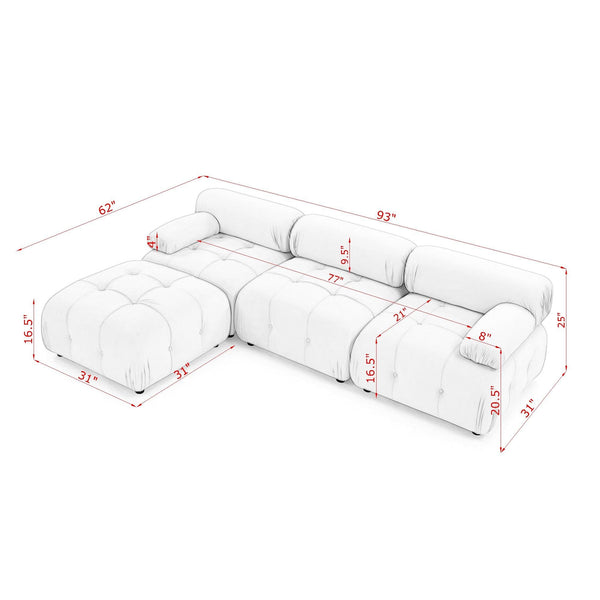 L-Shaped Modular Sectional Sofa with Reversible Ottoman – Green