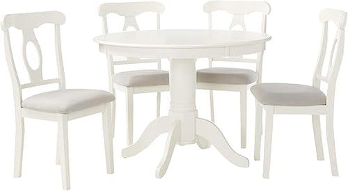 5-Piece Round Pedestal Dining Set with Cushioned Chairs
