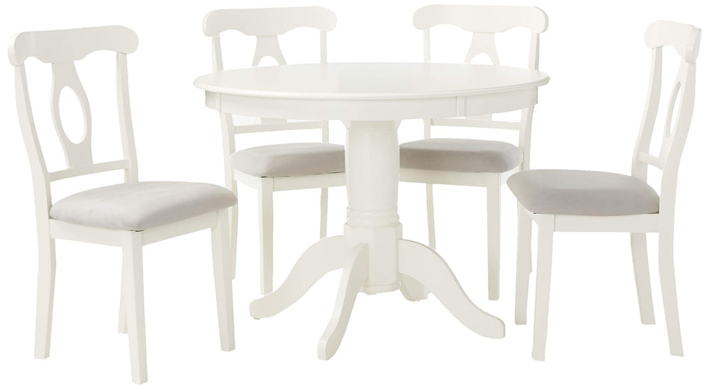 5-Piece Round Pedestal Dining Set with Cushioned Chairs