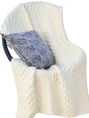 Merino Wool Aran Throw Blanket — 60 x 40 Inches