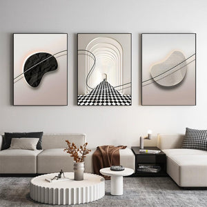 Abstract Black & White Framed Wall Art Set of 3