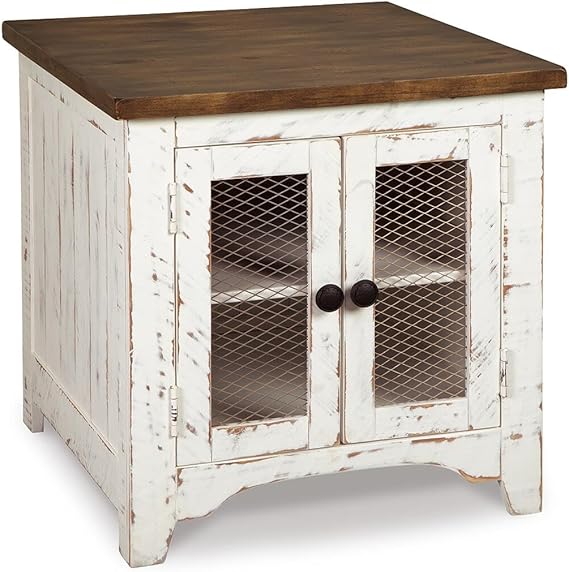 Farmhouse End Table with Cabinet Doors