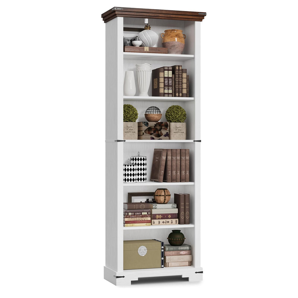 6-Tier Tall Bookshelf with Adjustable Shelves