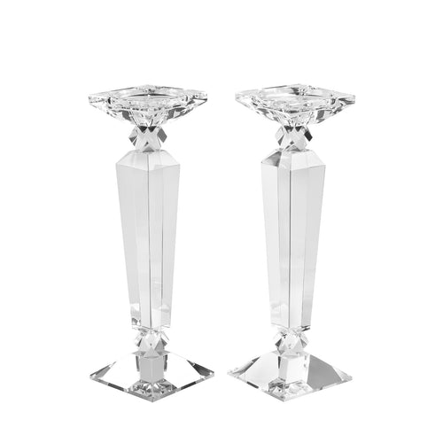 K9 Crystal Candle Holders Set of 2 — Taper & Pillar Candlestick Holders