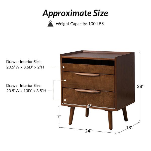 Mid-Century End Table with Charging Station