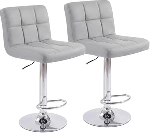 Counter Height Bar Stools with Metal Base & PU Leather Seat
