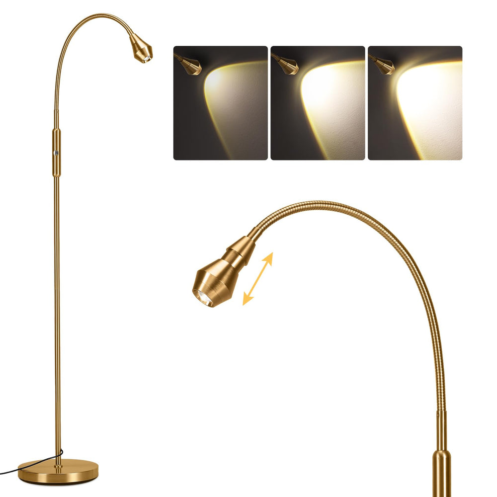 Adjustable LED Gooseneck Floor Lamp with Dimmable Spotlight
