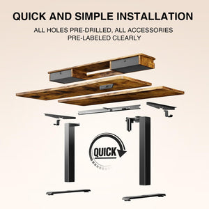 Electric Standing Desk with Storage Drawers & Monitor Riser, 47.2" x 27.6"