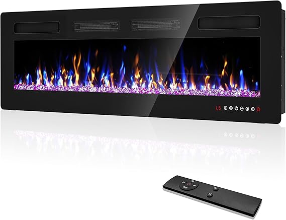 72-Inch Recessed & Wall Mount Electric Fireplace
