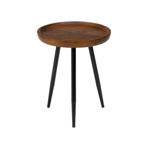 Round Wood Side Table with Metal Legs
