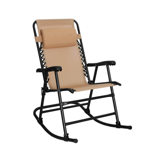 Folding Outdoor Rocking Chair with Padded Headrest