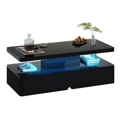 LED Coffee Table with 2-Tier Storage
