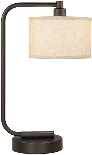 Modern Table Lamp with USB Charging Port & Fabric Shade