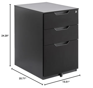 3-Drawer Mobile File Cabinet with Lock